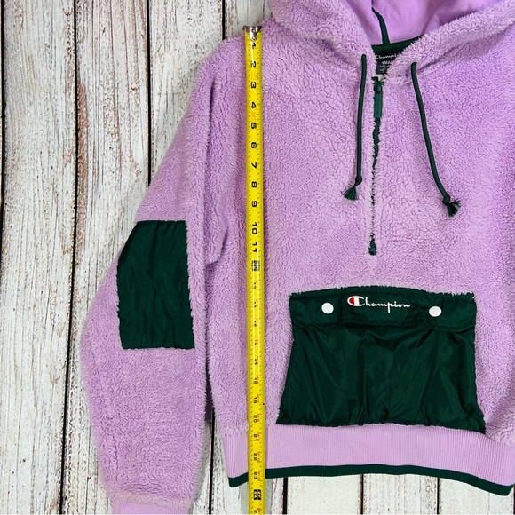 Champion Hoodie Womens Size Small Purple Green  Sherpa Half Zip UO Exclusive - Picture 5 of 10
